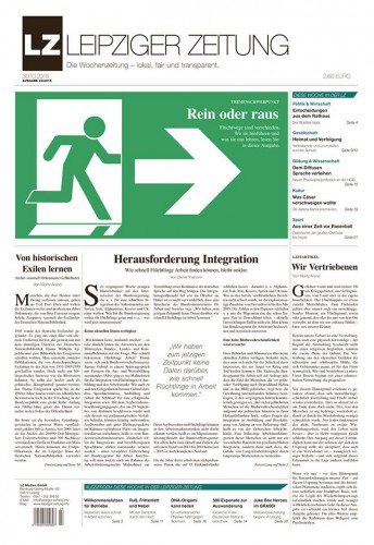 Das Titelblatt der Ausgabe 23. Alles rings um Flucht und Integration. Foto: LEIPZIGER ZEITUNG