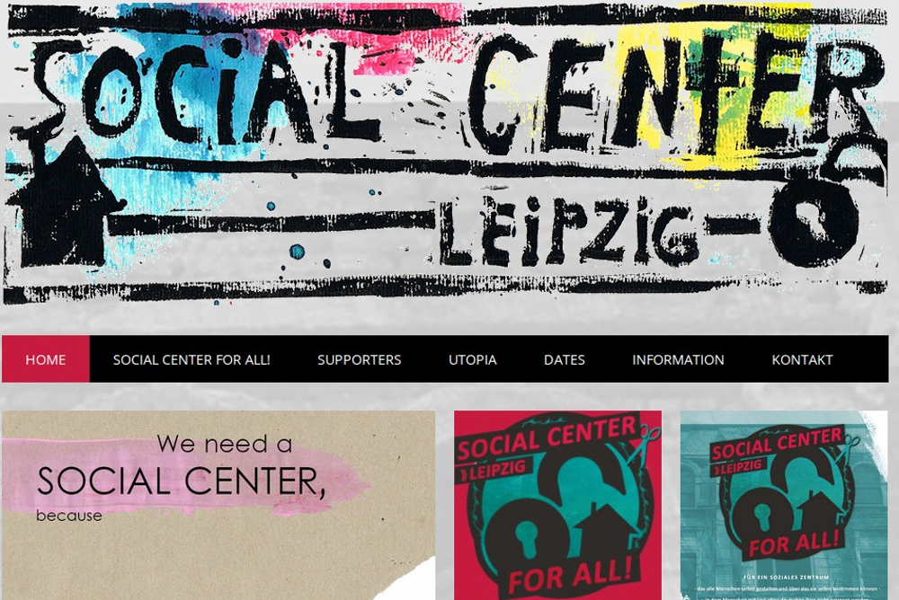 Screenshot der Homepage vom "Social Center Leipzig".