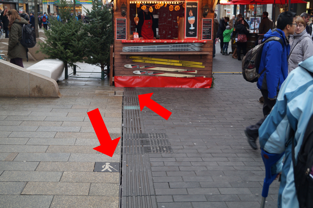 Blockierte Blindenleitsysteme. Foto: CDU Leipzig