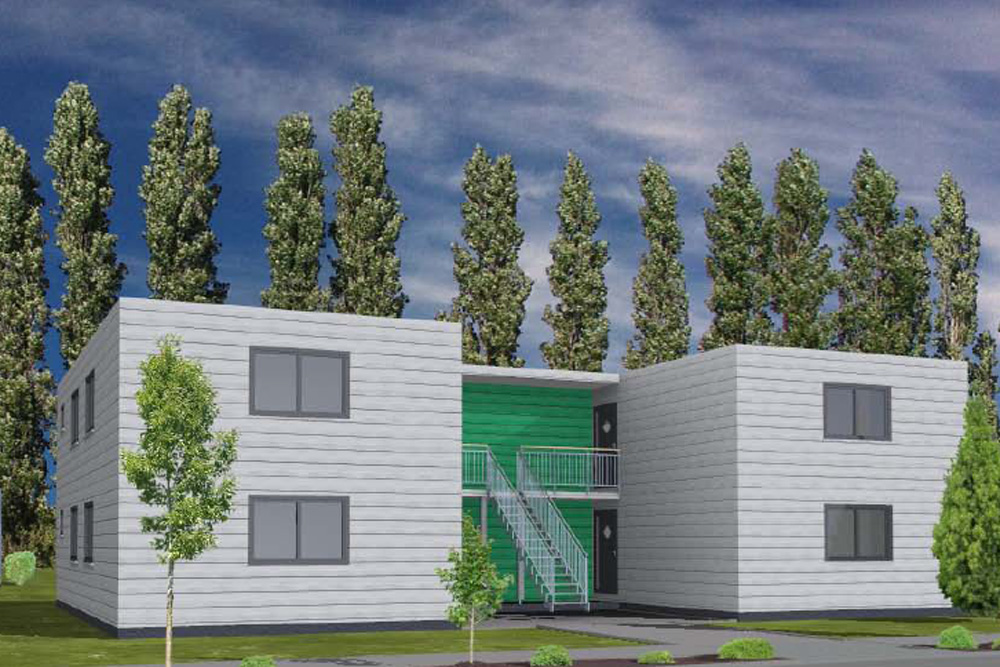 Aus der Stadtratsvorlage: Visualisierung der Bungalowanlage. Grafik: Stadt Leipzig / Holzgrün