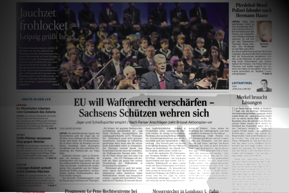 LVZ am 7. Dezember 2015: "Sachsens Schützen wehren sich". Montage: L-IZ