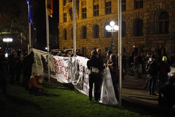 Der Protest endete am Neuen Rathaus Leipzig. Foto: Marcus Fischer