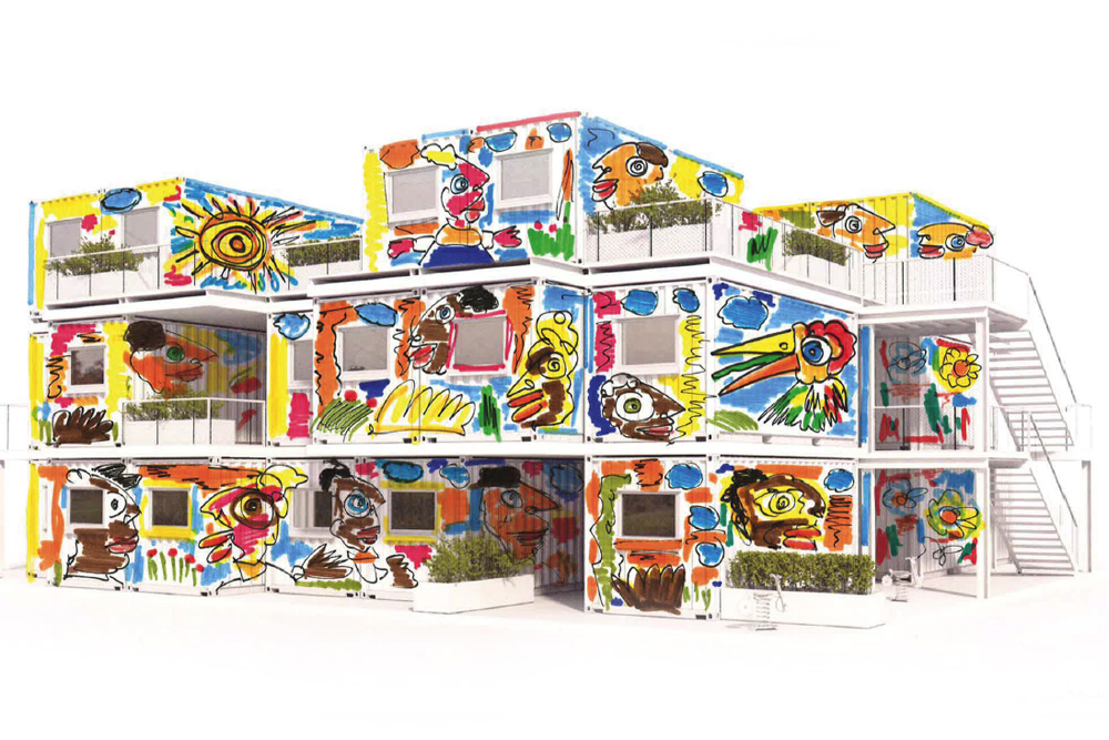 Gestaltungsentwurf für die Wohnmodule. Grafik: Michael Fischer-Art