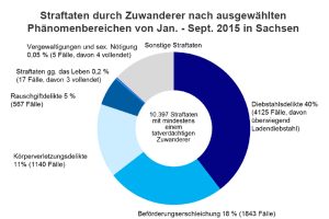 Anteile der von Zuwanderern begangenen Straftaten. Grafik: Freistaat Sachsen / SMI