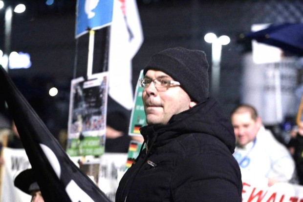 Markus Johnke bei Legida am 11. Januar 2016. Foto: L-IZ.de