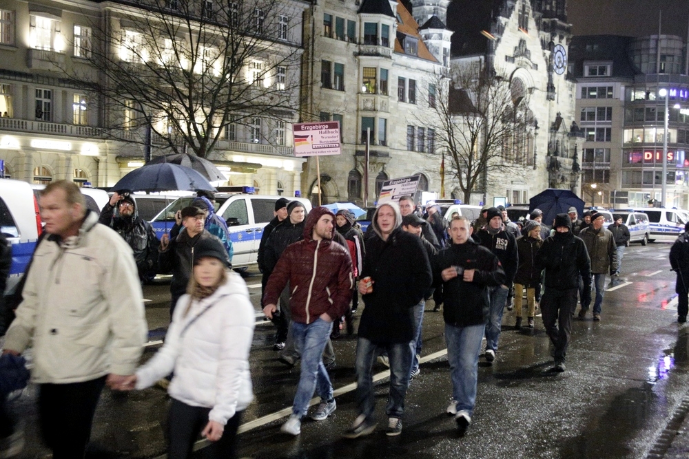 Am 11. Januar füllte sich der Parkplatz vor dem Naturkundemuseum mit Legida-Anhängern. Foto: L-IZ.de