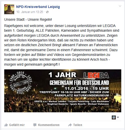 Die NPD Leipzig ruft zum Kampf. Screenshot Twitter