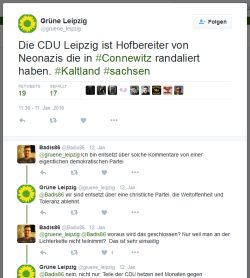 Die Twitter-Debatte am 11. Janua bei dei den Leipziger Grünen. Screenshot: L-IZ