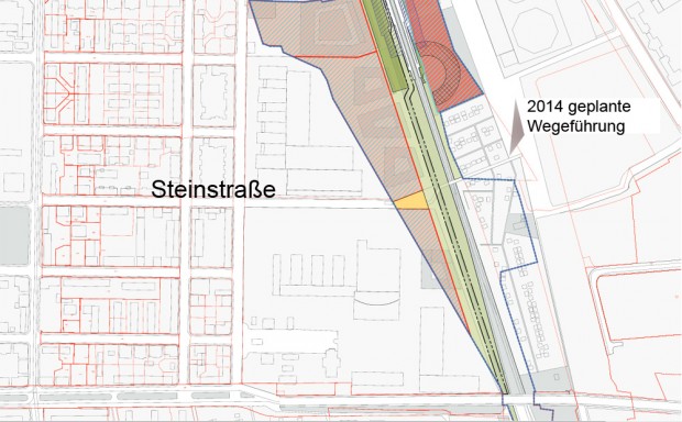 Die Skizze zum Wegeverlauf im Stadtratsbeschluss von 2014. Karte: Stadt Leipzig