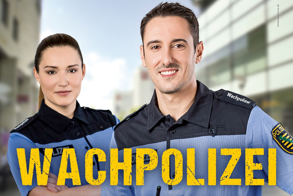 Werbeplakat für die Wachpolizei. Foto: Freistaat Sachsen / SMI