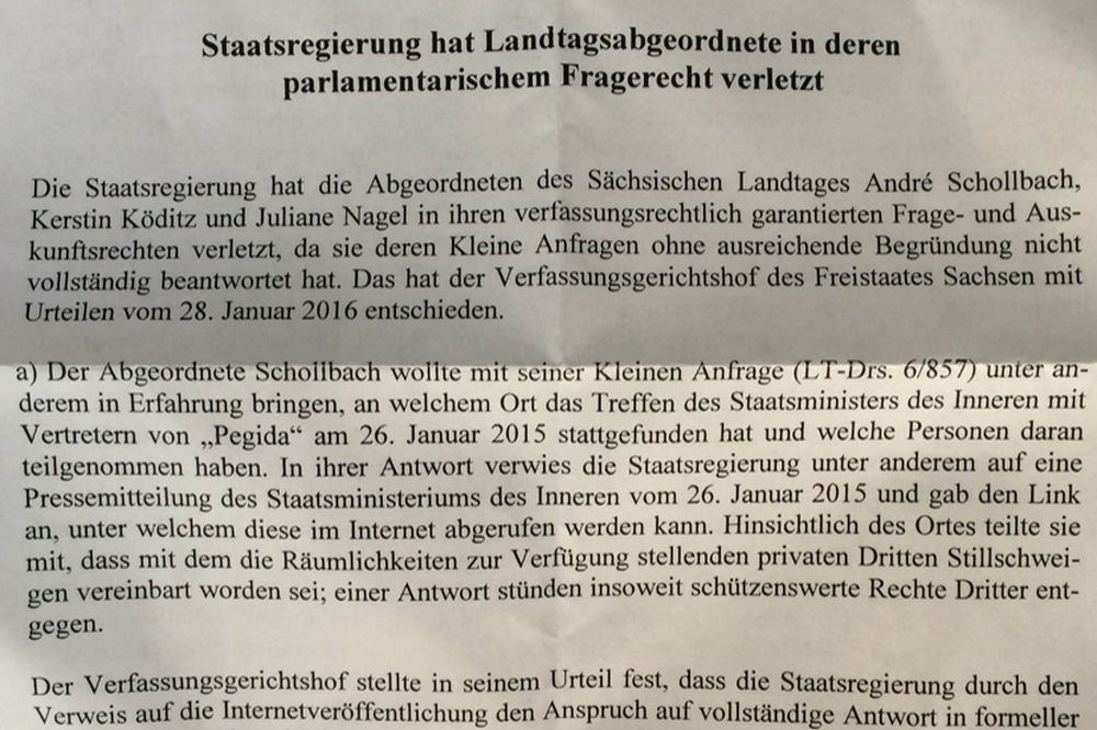 Pressemitteilung zum Gerichtsurteil vom 28. Januar. Repro: L-IZ
