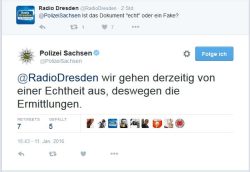 Polizei bestätigt Ermittlungen via Twitter. Screen Twitter