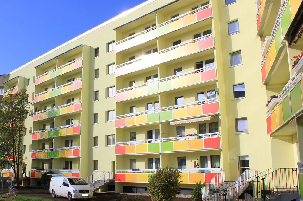 Die Grünauer Uranusstraße 38-42 wurde 2015 saniert. Quelle: WG "Lipsia"