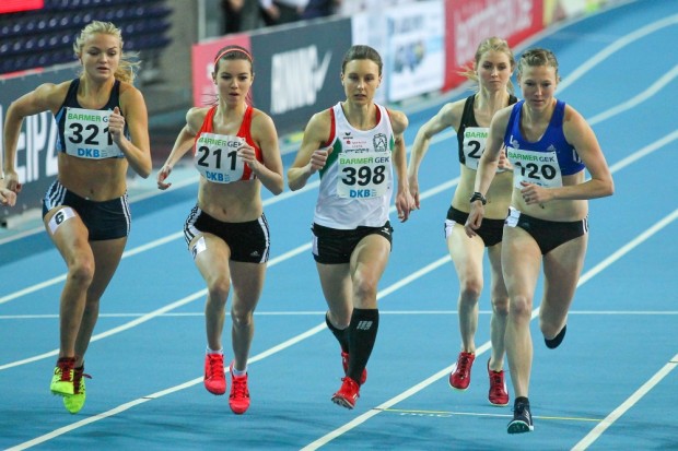 DHfK-Neuzugang Astrid Hartenstein (#398) darf am Sonntag im Finale über 1.500 Meter noch einmal ran. Foto: Jan Kaefer