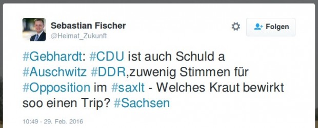 Trägt die CDU eine Mitschuld am Holocaust? Und hat das überhaupt jemand behauptet? Screenshot: Twitter