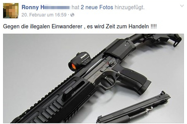 Ronny H. hat vermutlich nichts gegen Ausländer. Er will sie nur abknallen. Screenshot: Facebook