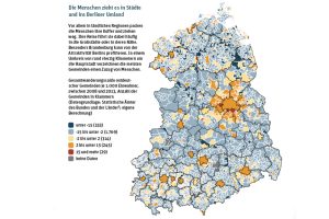 Wanderungssaldo in Ostdeutschland 2008 bis 2013. Grafik: Berlin-Institut