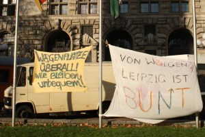 Protest von Wagenleuten im Dezember 2015 vorm Neuen Rathaus. Foto: Ralf Julke