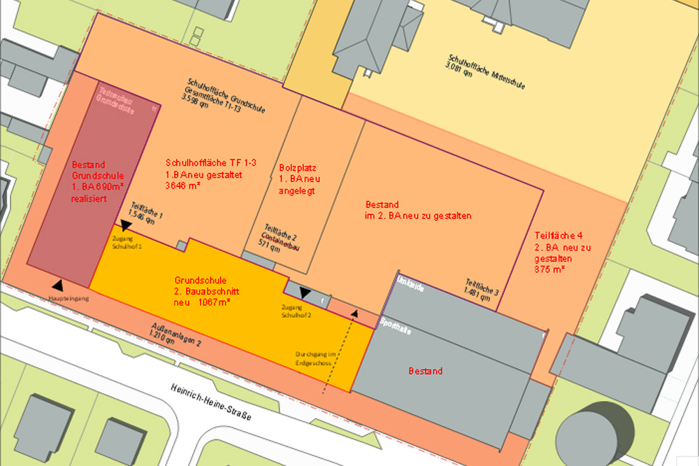 Der geplante Neubau an der Heinrich-Heine-Straße. Karte: Stadt Leipzig / LESG
