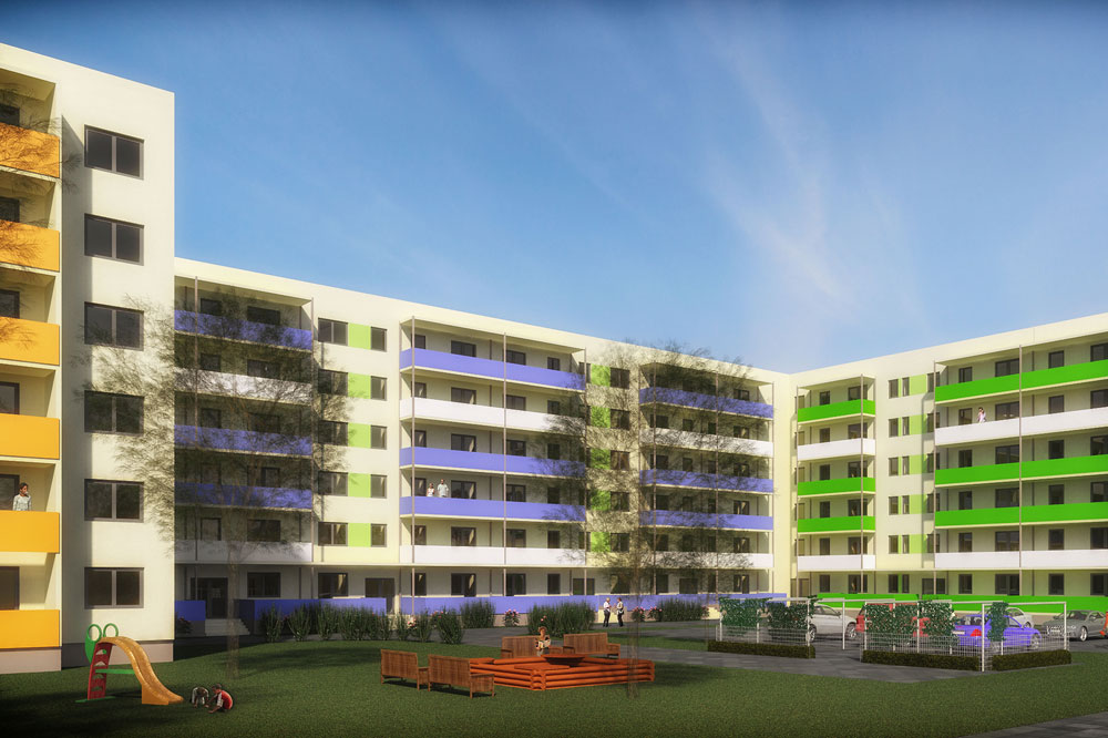 Seeburgviertel, Perspektive Hofseite. Foto: UNITAS eG