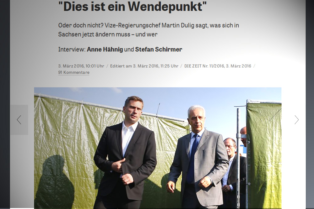 Das Dulig-Interview auf zeit.de. Screenshot: L-IZ