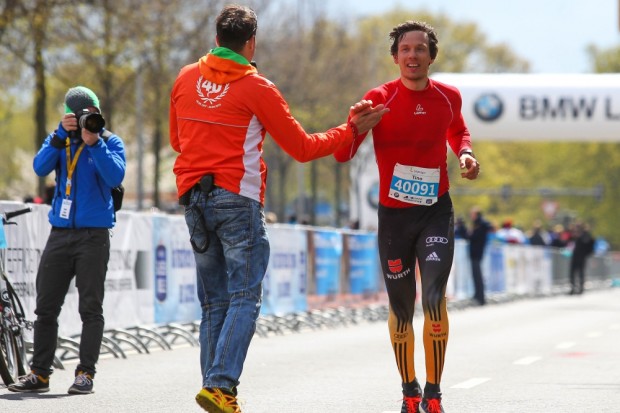 Prominentes Marathon-Debüt: Tino Edelmann (Zella Mehlis) - Staffelweltmeister in der Nordischen Kombination - belegte den 12. Platz. Foto: Jan Kaefer
