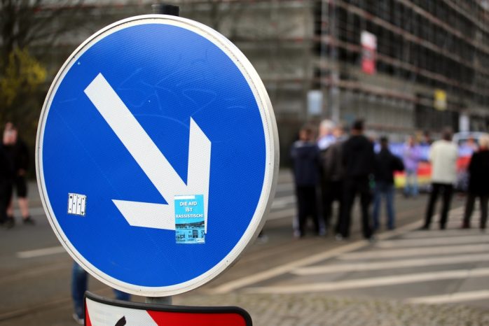 Die AfD spielte bei der OfD indirekt auch eine Rolle - auf einem Straßenschild. Foto: L-IZ