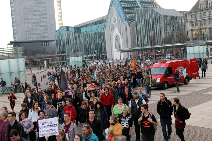 Gegenprotest von "Leipzig nimmt Platz". Foto Andreas Bernatschek
