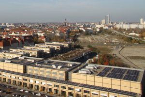 Blick vom MDR-Hochhaus Richtung Stadtmitte. Foto: Matthias Weidemann