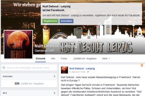 Der Facebook-Auftritt von „Nuit debout“ Leipzig. Screenshot: L-IZ