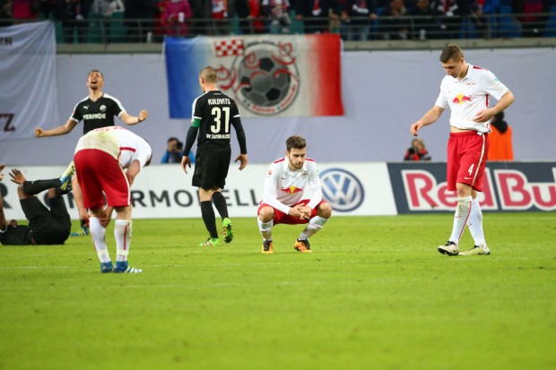 Die Enttäuschung ist groß bei RB Leipzig. Foto: GEPA Picutres