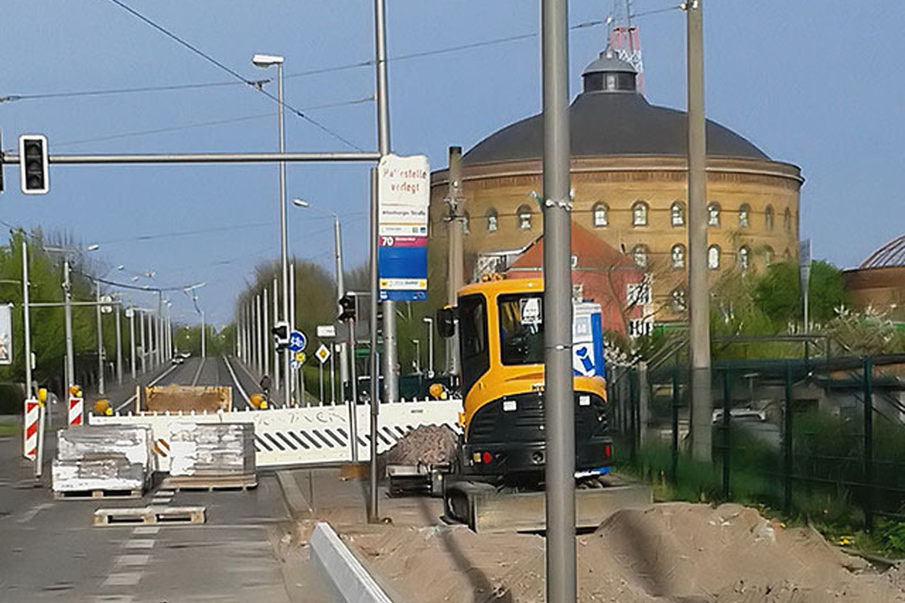 Haltestellenumbau in der Richard-Lehmann-Straße. Foto: Pro Bahn e.V., LV Mitteldeutschland