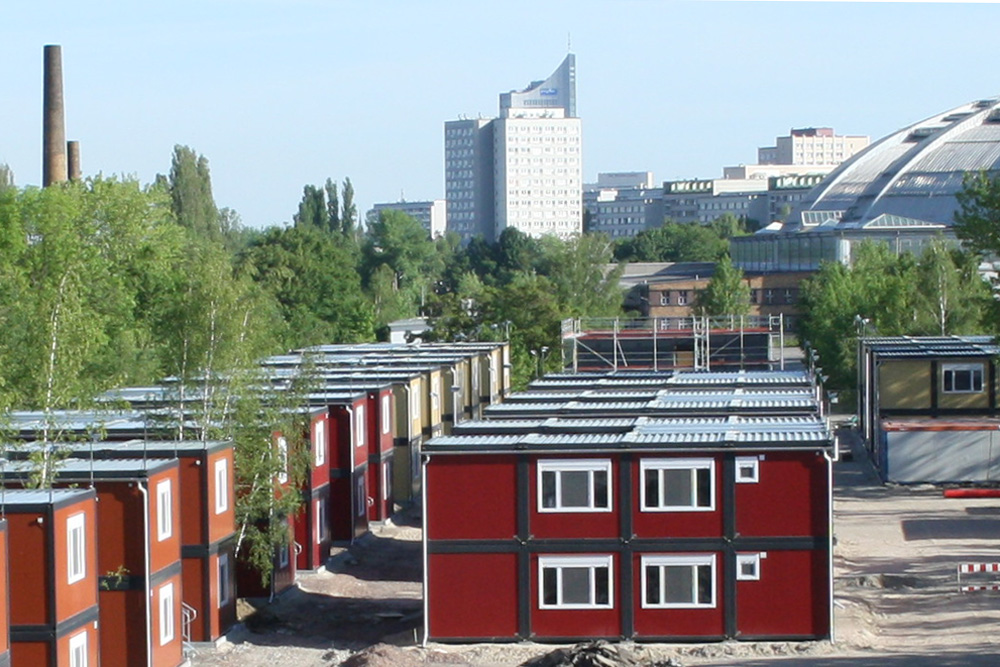 Containerunterkunft An den Tierkliniken. Foto: Ralf Julke