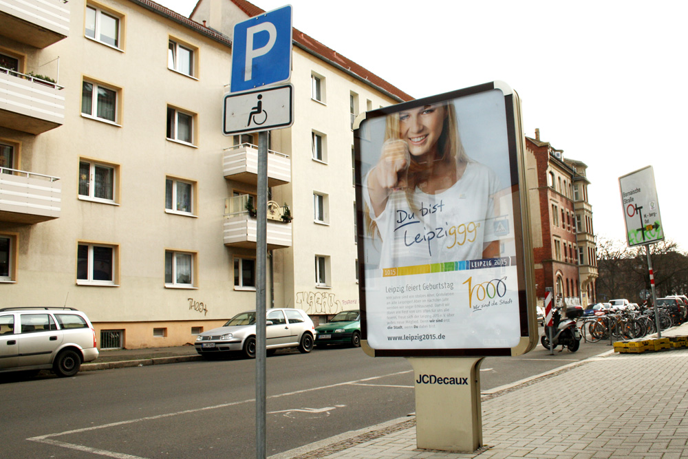 Werbung im Margarine-Look: Du bist Leipziggg. Foto: Ralf Julke