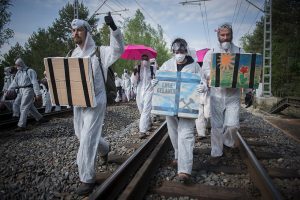 Protest auf den Bahngleisen im Vattenfall-Revier. Foto: Ende Gelände