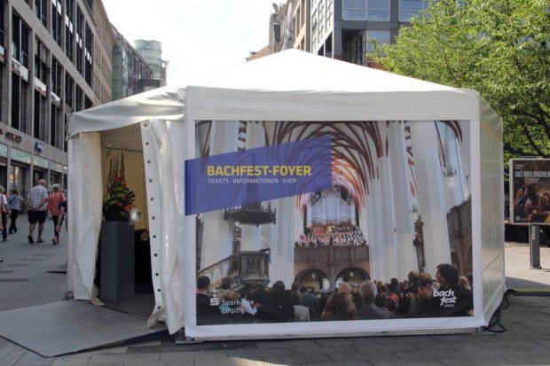 Das Bachfest-Foyer in der Petersstraße. Foto: Bachfest Leipzig, Sandra Schmidt
