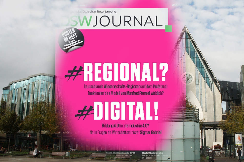 Das neue DSW Journal beschäftigt sich mit regionaler Vernetzung von Hochschulen. Montage: L-IZ