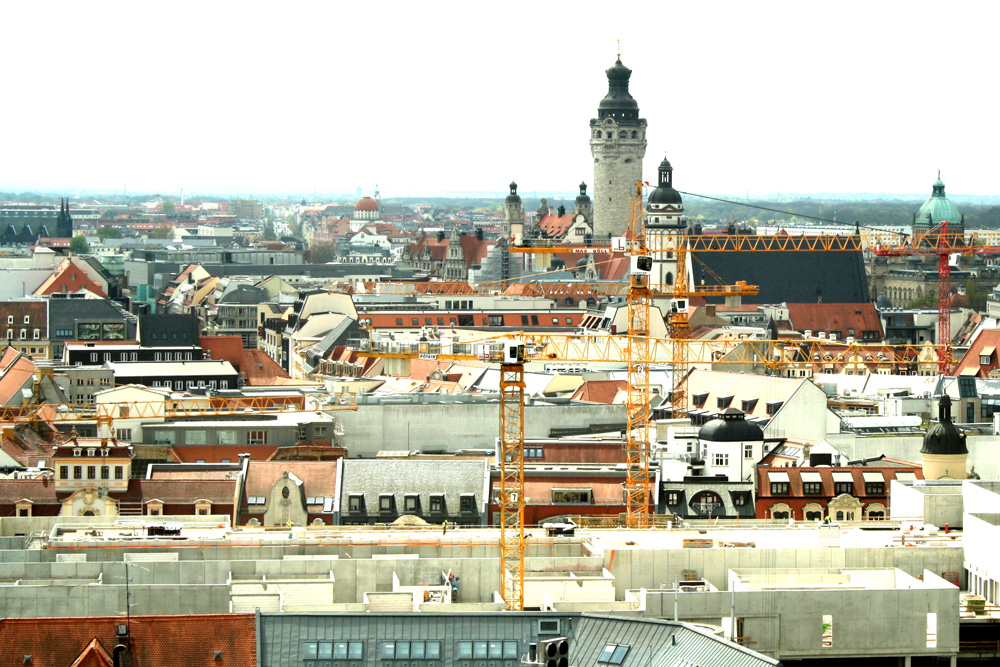 Blick auf die Dächer von Leipzig.
