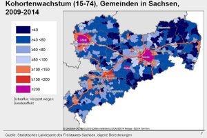 Schwarmstädte und versteckte Perlen in Sachsen. Karte: empirica