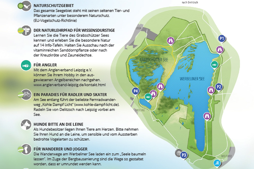 Werbeliner See in der Informationsbroschüre des Landkreises Nordsachsen. Grafik: Landkreis Nordsachen / LMBV