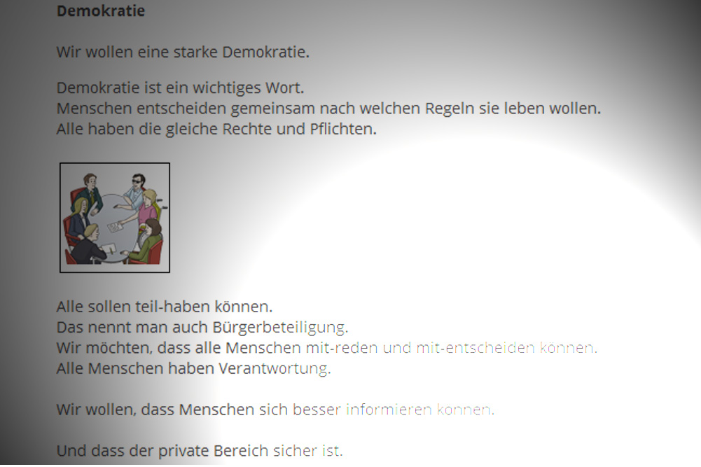 Was ist Demokratie? Leichte Sprache auf der Website der Grünen-Fraktion. Screenshot: L-IZ