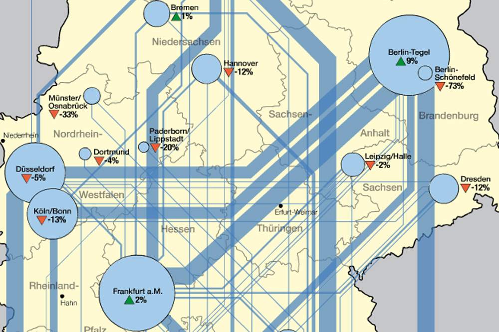 Ausschnitt aus der Karte mit den Mini-Verbindungen in Leipzig und Dresden. Karte: Nationalatlas, IfL