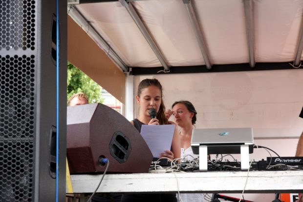 Maren von der Initiative "Druck machen!" "Ein anderes Sachsen ist möglich.". Foto: L-IZ.de