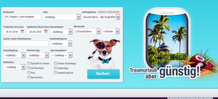 Urlaubstours.de im Netz. Screen von Urlaubstours.de