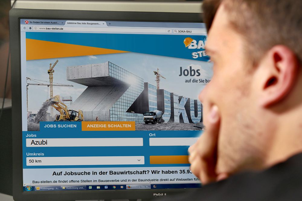 Heute klicken – und morgen vielleicht schon Bau-Azubi: Bei Online-Jobbörsen gibt es noch Ausbildungsplätze auf dem Bau: www.jobboerse.arbeitsagentur.de oder www.bau-stellen.de. Foto: IG BAU