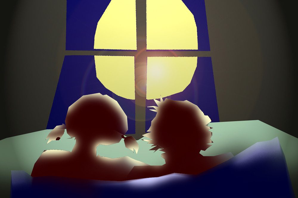 Herr L., seine Mascha und der Mond. Grafik: L-IZ