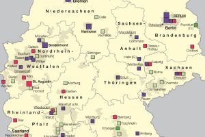 Kinderrheumatische Versorgungseinrichtungen. Karte: IfL Leipzig, Nationalatlas
