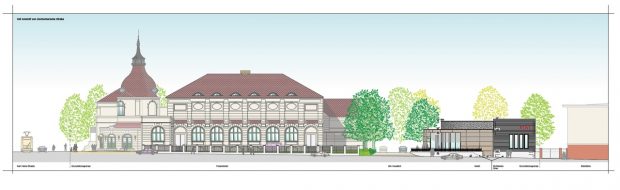 Die Ostansicht auf den Bauplan von der Zschocherschen Straße. Unterlagen von S&G Development GmbH