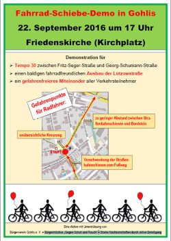 Plakat zur Fahrrad-Schiebe-Demo am 22. September.