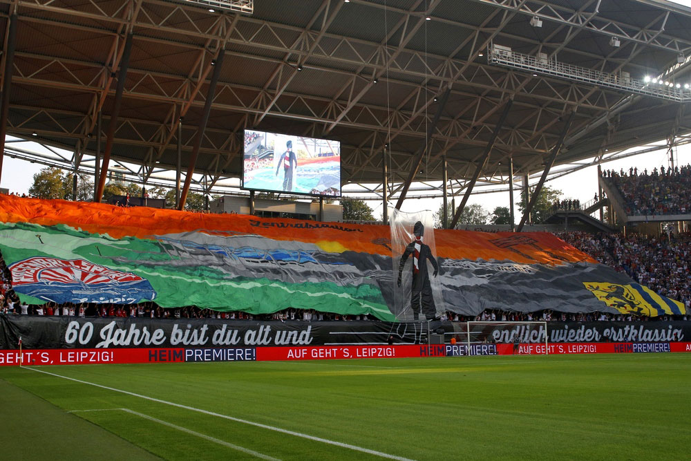 Choreographie der Leipziger Fans. Foto: Alexander Böhm